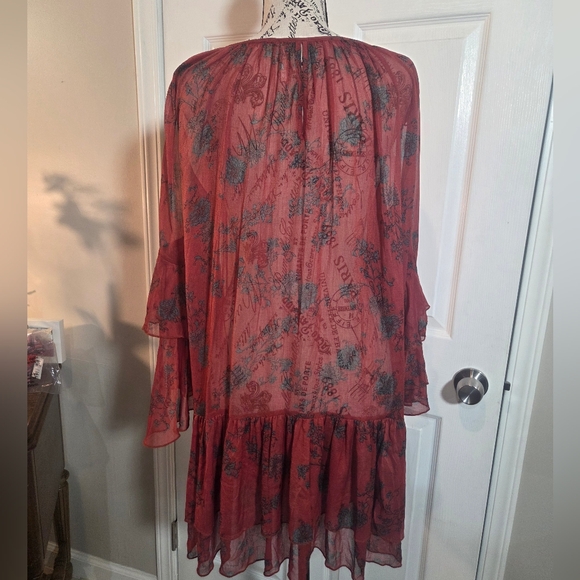 Free People Rust Floral Long Sleeve Dress - Picture 8 of 9